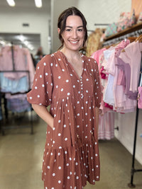 Marlow Dress - Polka Dot Rust