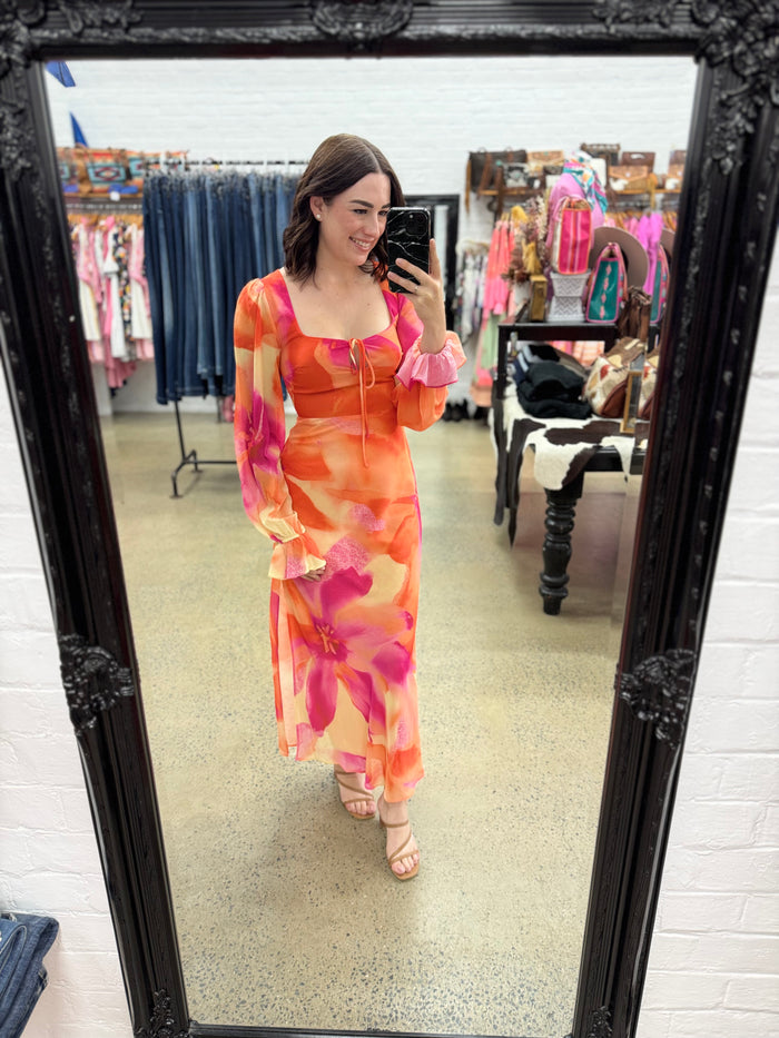 Alea Maxi Dress - Pink & Orange Print