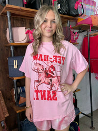 Yee-Haw- Pink & Red Santa Short Set