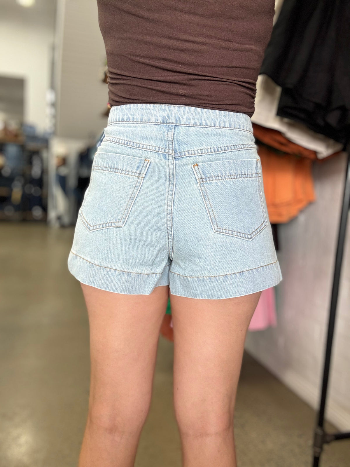 Polly Shorts - White Wash Denim High Waisted