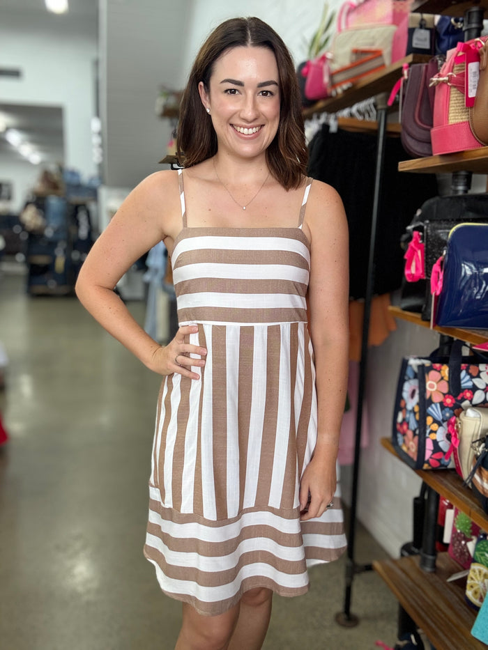 Hadley Dress - Brown Stripe