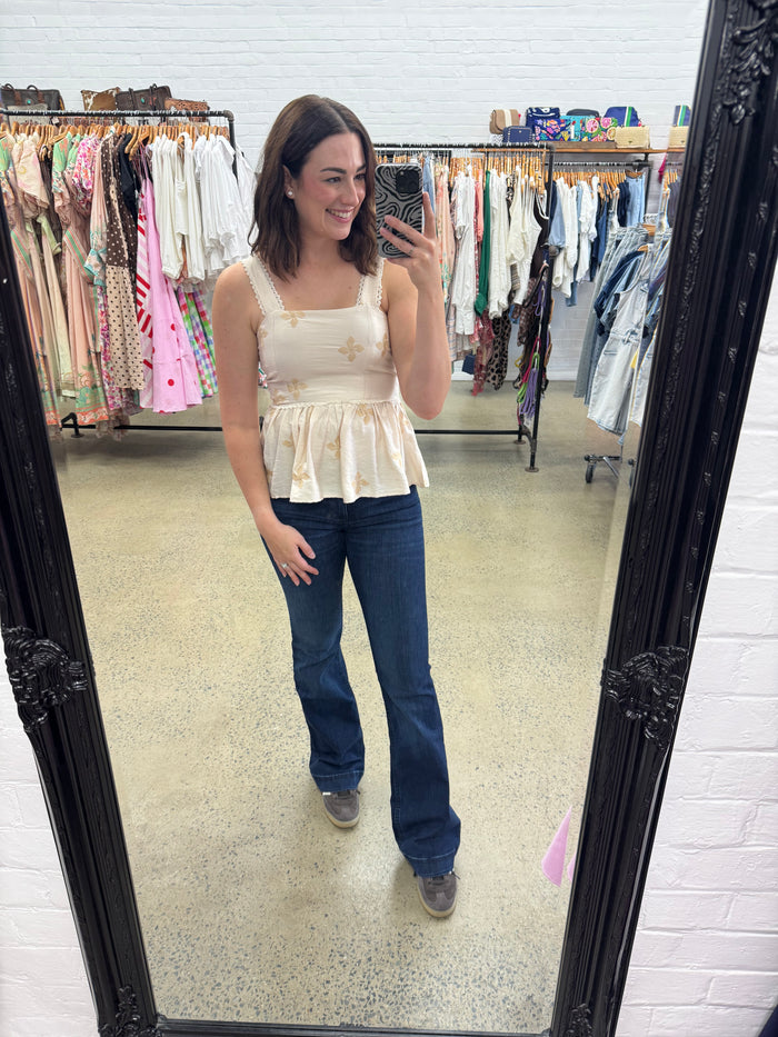 Sally Top - Beige Floral