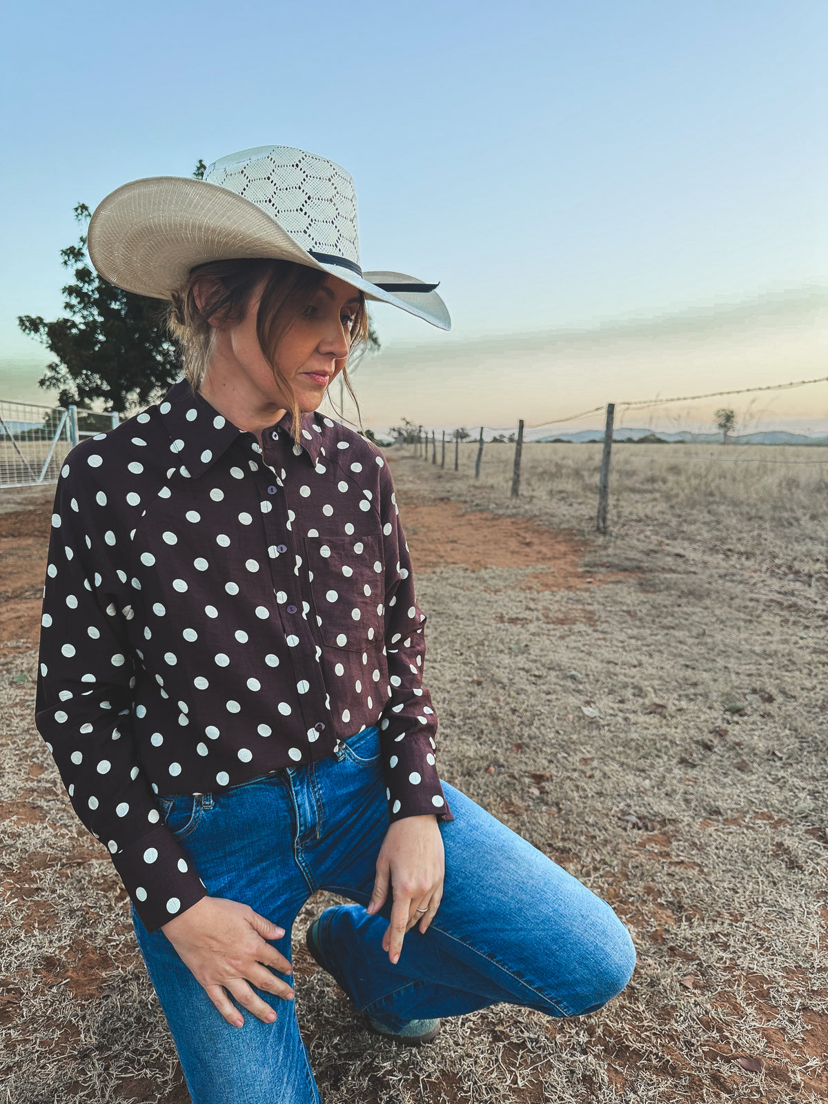 Mae Top - Chocolate Polka Dot