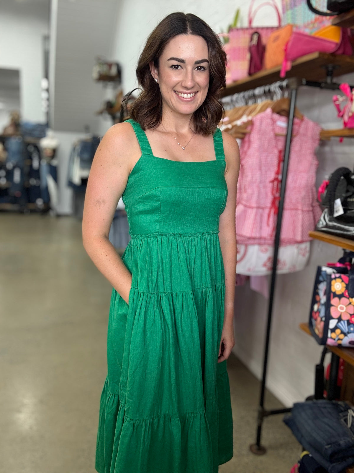 Eden Ruched Maxi Dress - Green