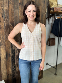 Rowan Top - Beige Plaid