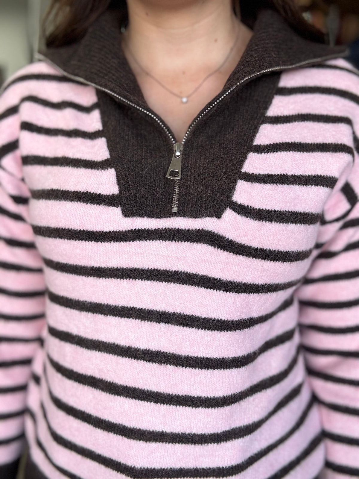Dawn Knit - Pink & Brown Stripe