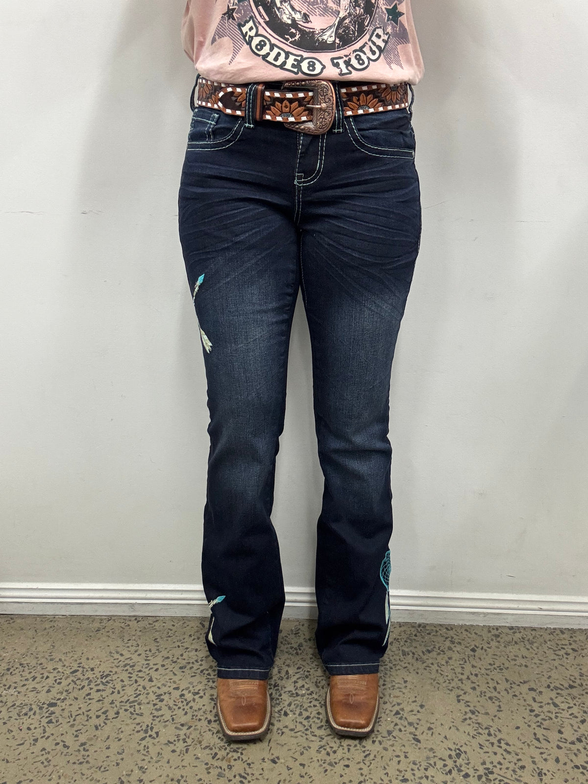 Cowgirl Tuff Jeans - Turquoise Dreamcatcher