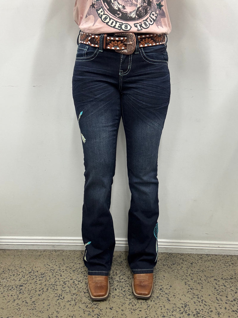 Cowgirl Tuff Jeans - Turquoise Dreamcatcher