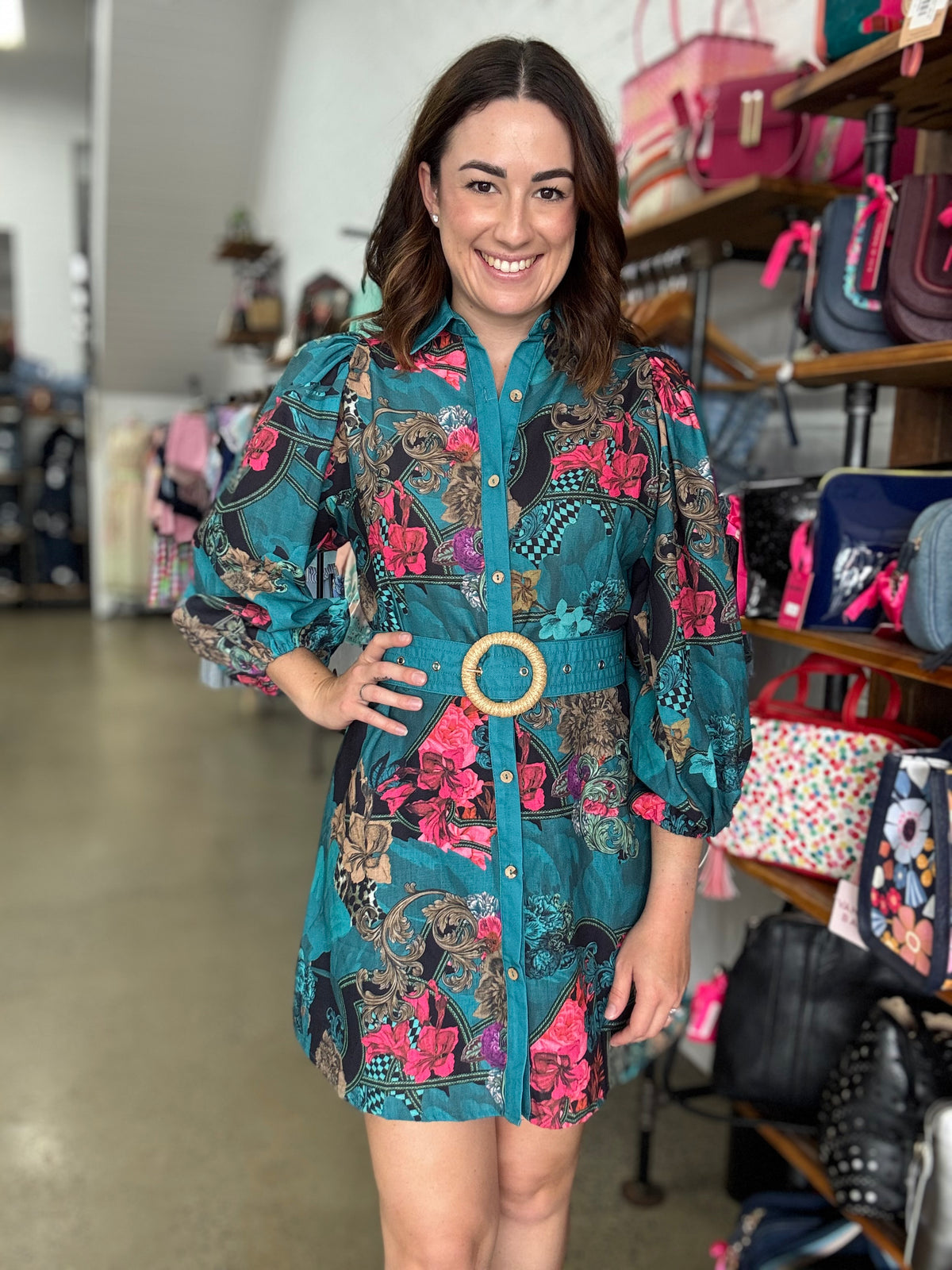 Lucinda Mini Dress - Green Floral