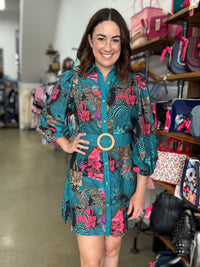 Lucinda Mini Dress - Green Floral