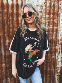 Mermaid Aperol Club Oversized Tee - Charcoal