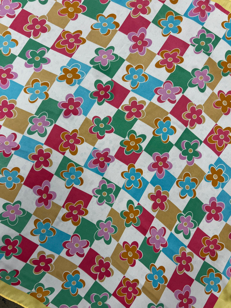 Western Wild Rag - Floral Check (Yellow)