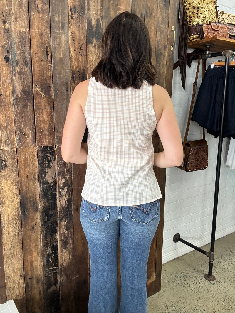Rowan Top - Beige Plaid