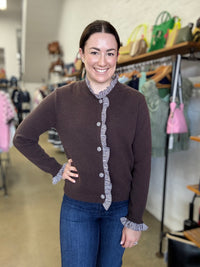 Marley Cardigan - Gingham Coffee