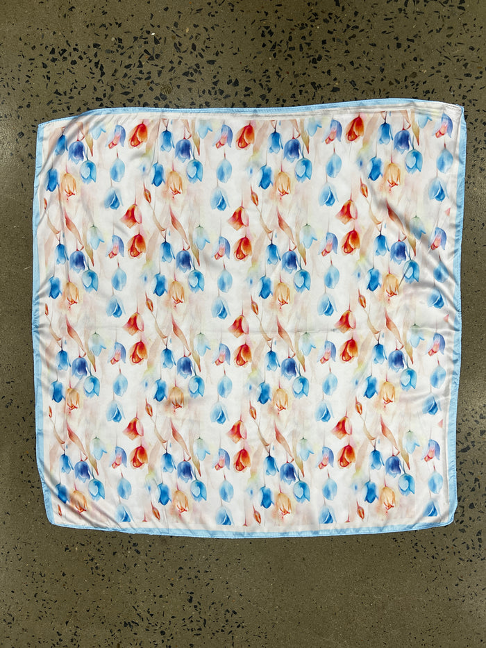 Western Wild Rag - Watercolour Tulips (Blue)