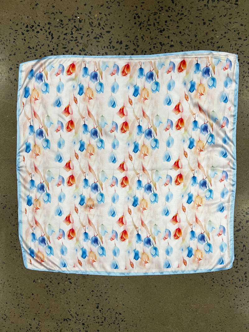 Western Wild Rag - Watercolour Tulips (Blue)