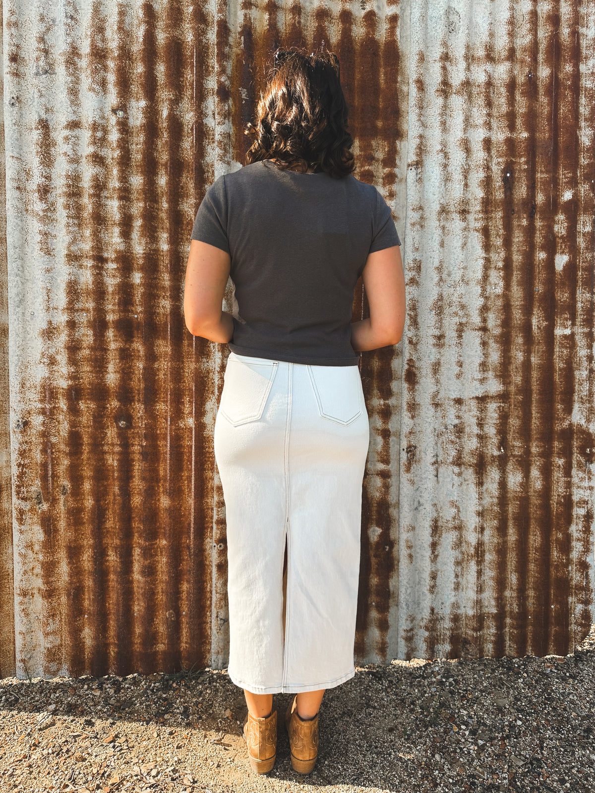 South Western Baby Tee - Charcoal