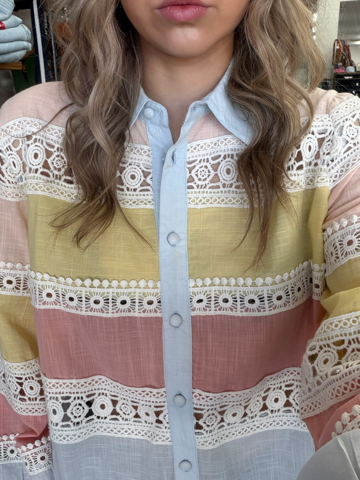 Georgie Top - Contrast Blue Lace