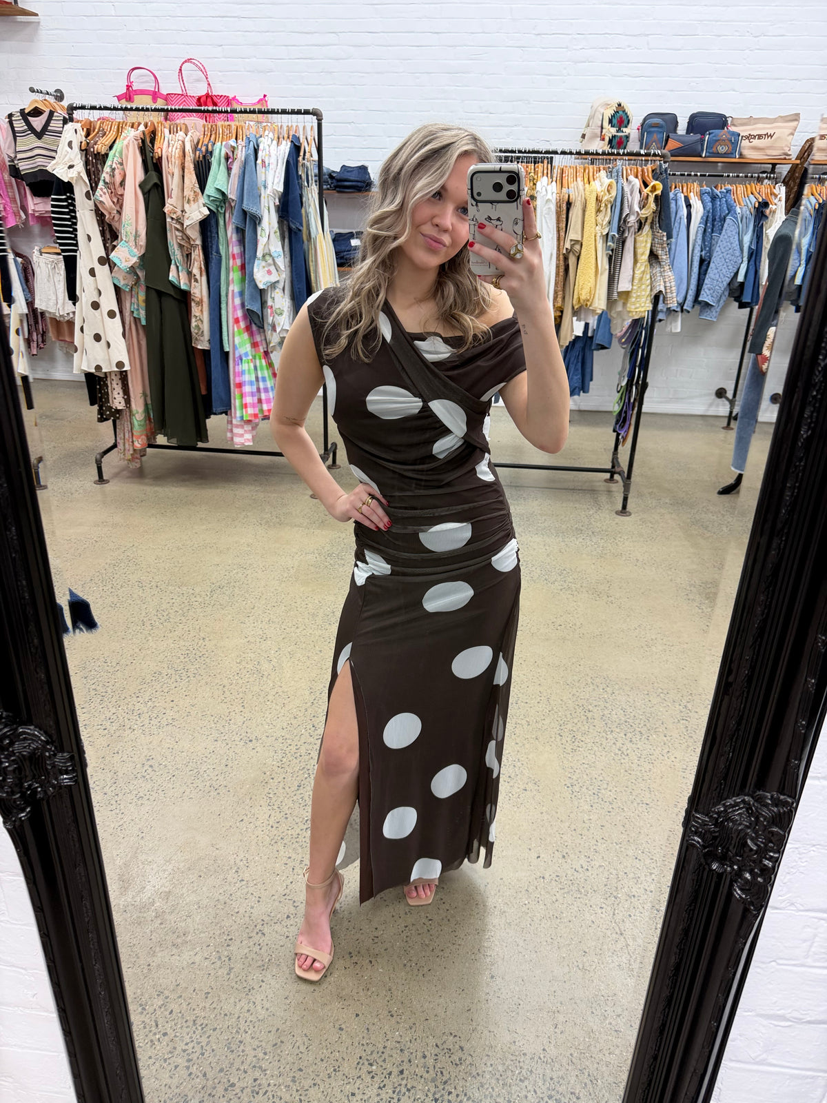 Coco Maxi Dress - Chocolate Polka Dot