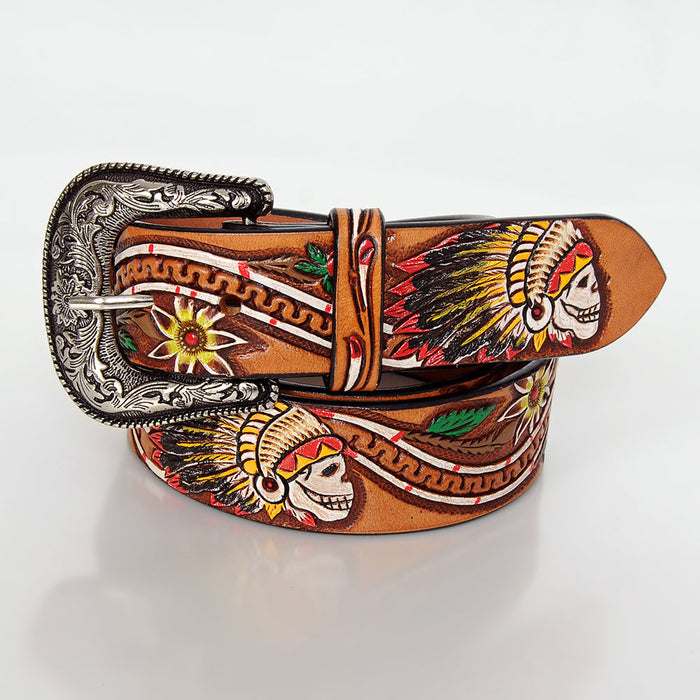 Western Belt - Indian Skull & Floral