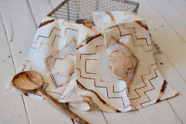 Kitchen Tea Towel - Geometric Neutral Pattern
