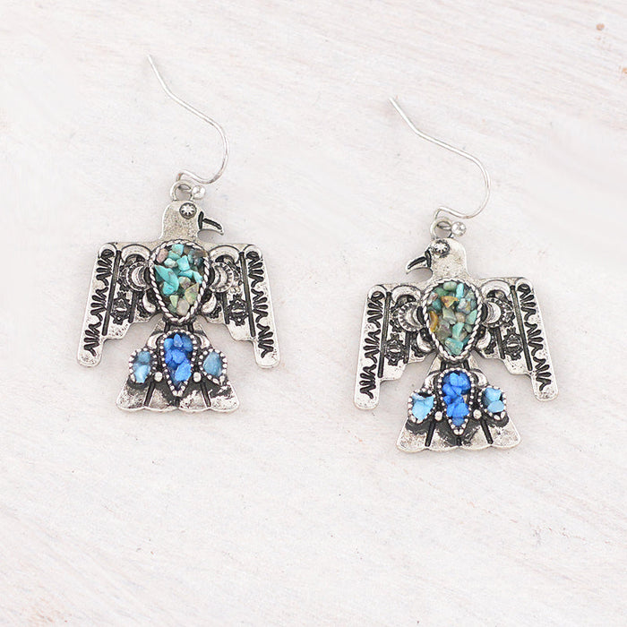 Western Earrings - Turquoise/Silver Eagle