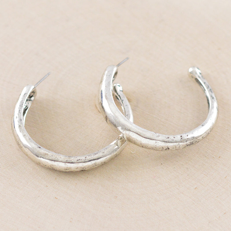 Western Earrings - Silver 3/4 Hoop