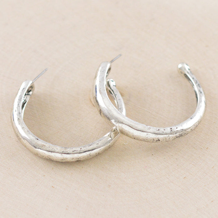 Western Earrings - Silver 3/4 Hoop