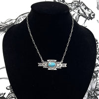 Western Necklace - Turquoise Aztec Pendant