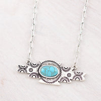 Western Necklace - Turquoise Aztec Pendant