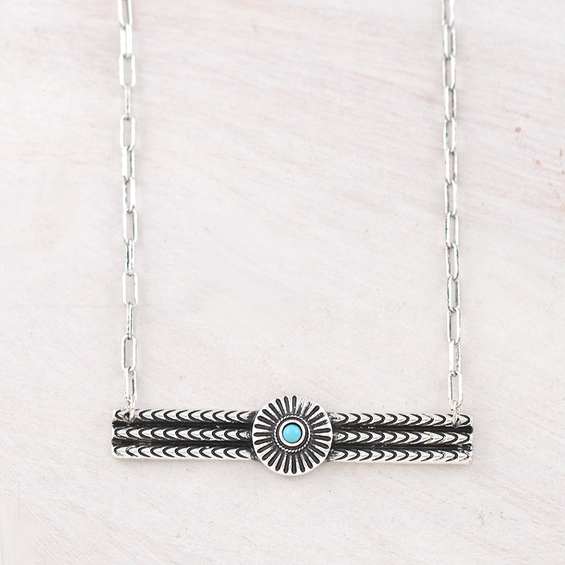 Western Necklace - Turquoise Bar Pendant