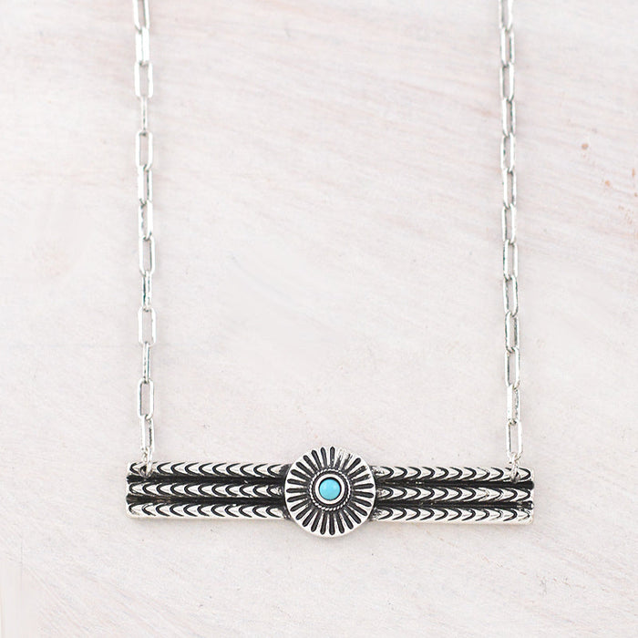 Western Necklace - Turquoise Bar Pendant
