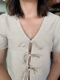 Hampton Top - Beige Gingham