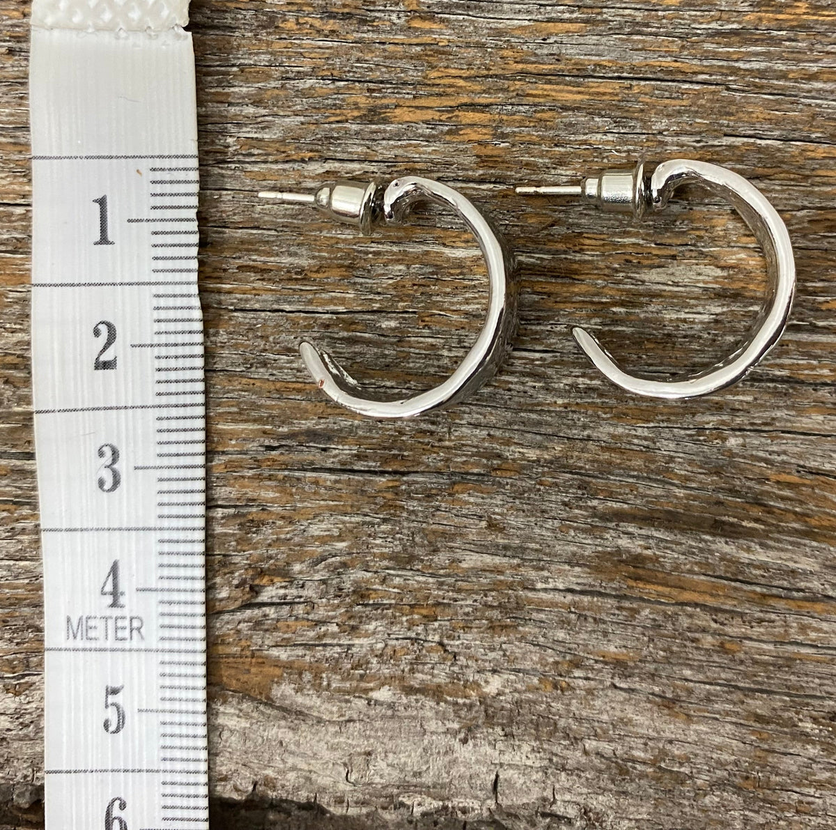 Earrings - Silver Textured Thick Hoop Earrings