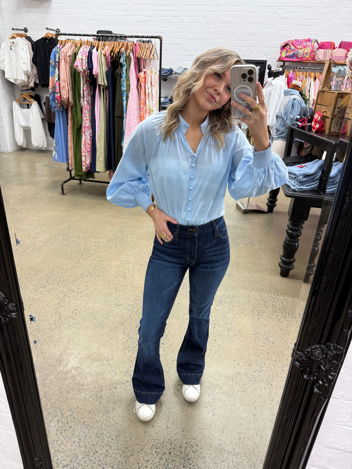 Ledger Top - Baby Blue