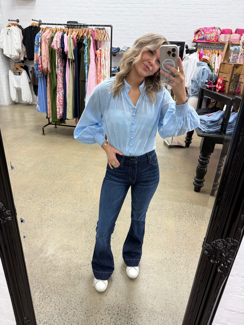 Ledger Top - Baby Blue