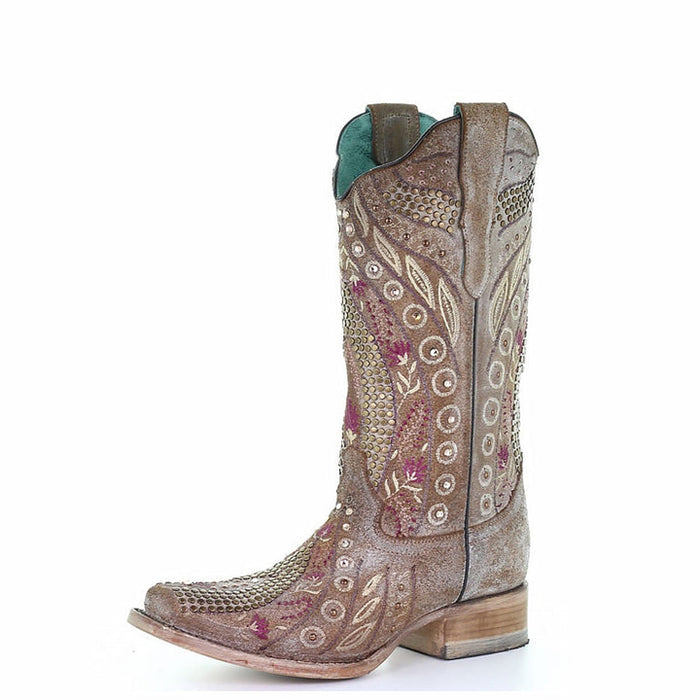 Corral Boots - Studs & Flowered Embroidery & Crystals