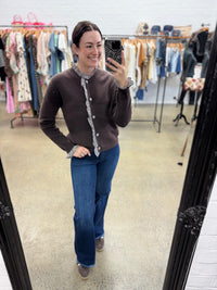 Marley Cardigan - Gingham Coffee