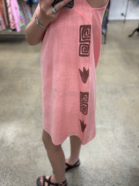 Faye Mini Dress - Peach & Brown