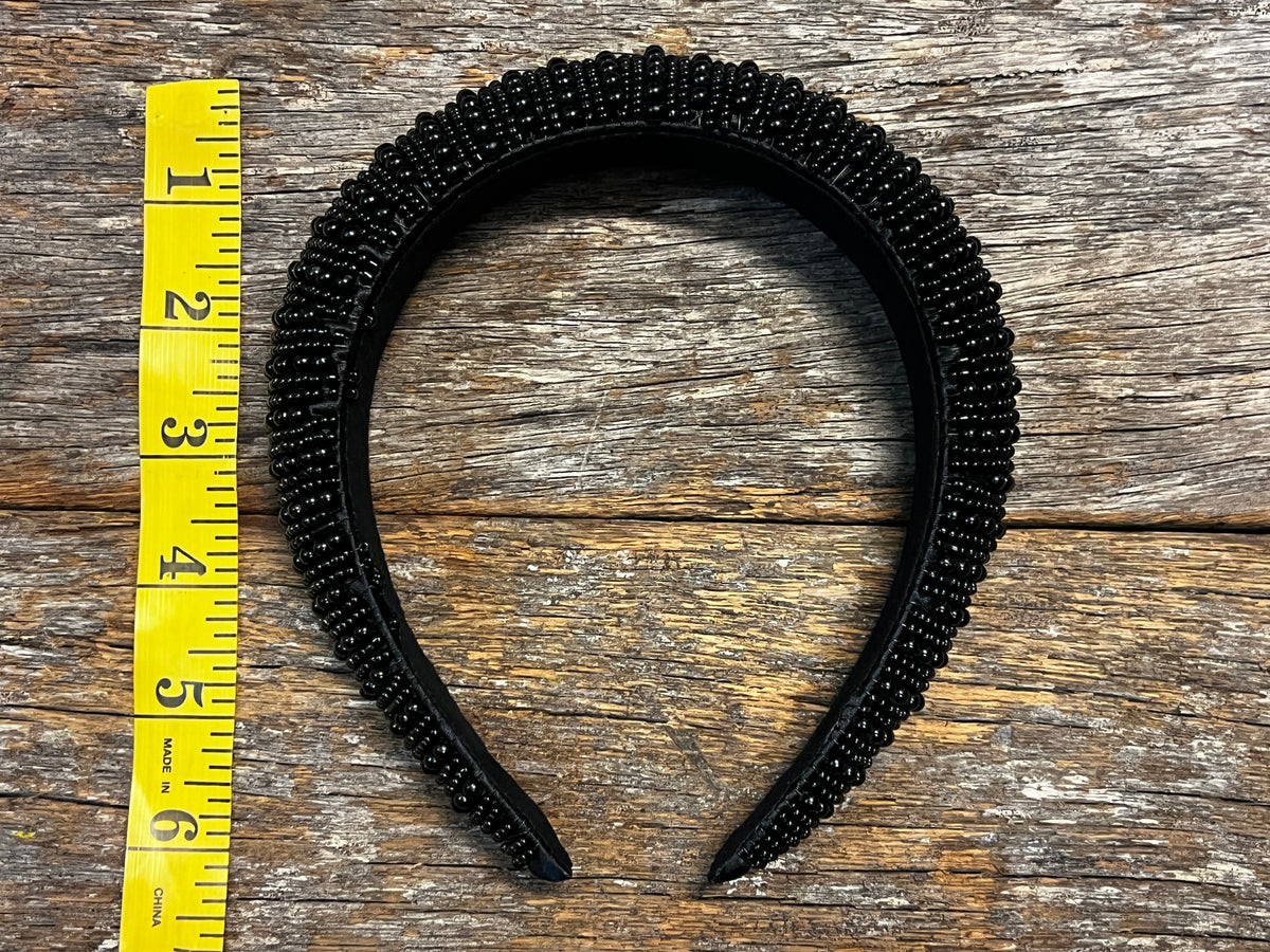 Lee Headpiece - Black Pearl Beads