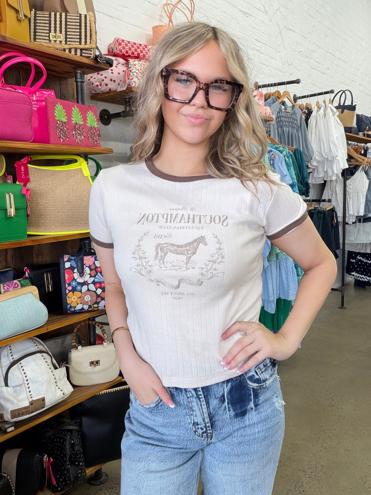 Southampton Baby Tee - Vanilla & Brown