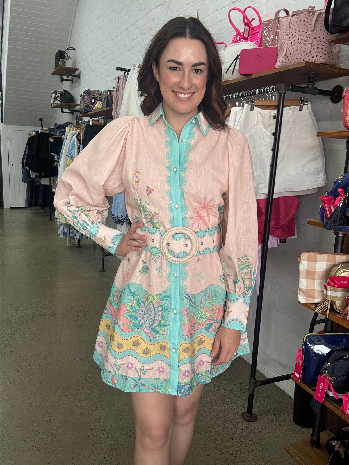 Sky Mini Dress - Pastel Pink & Aqua