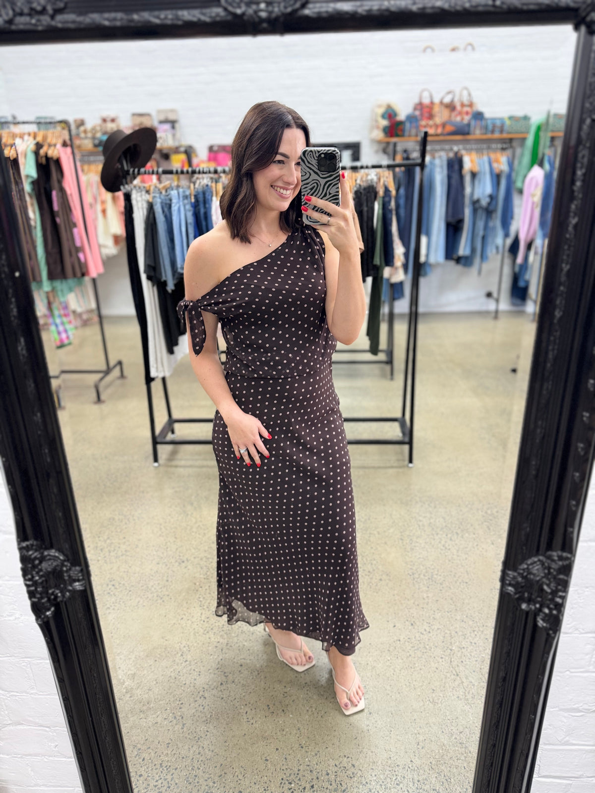 Allie Maxi Dress - Chocolate Polka Dot
