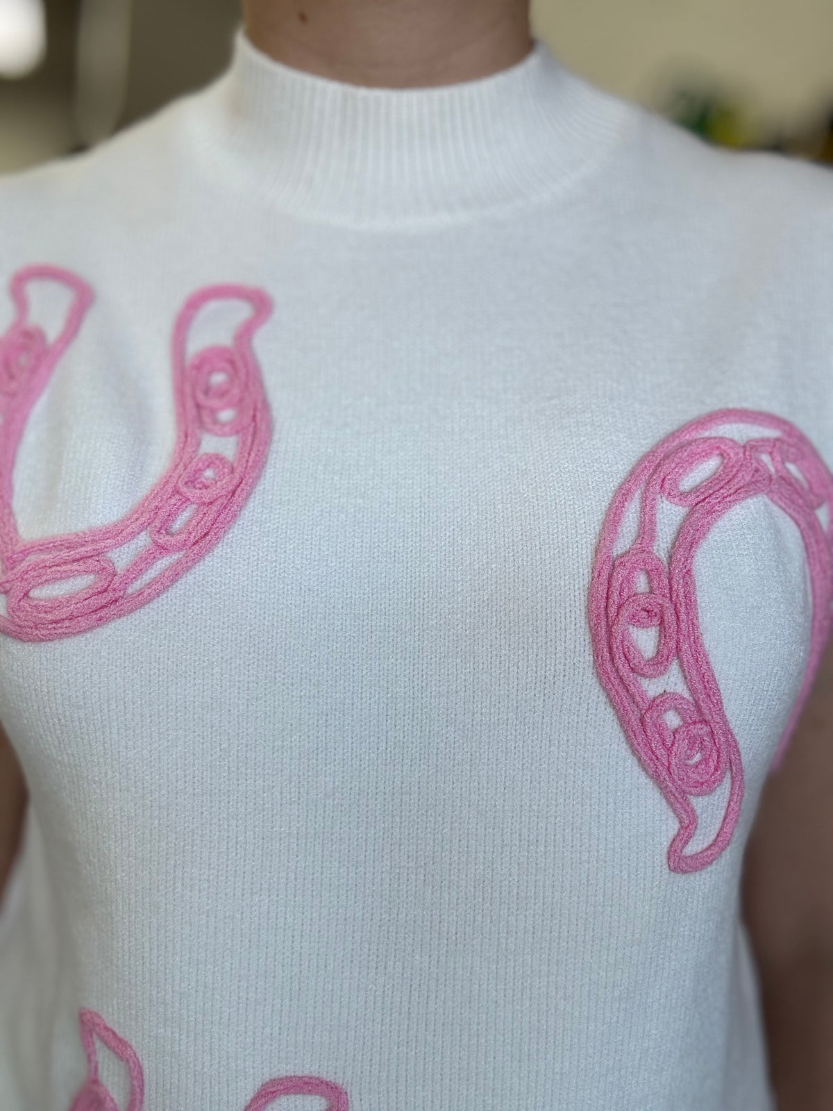 Lottie Knit Vest - White/Pink