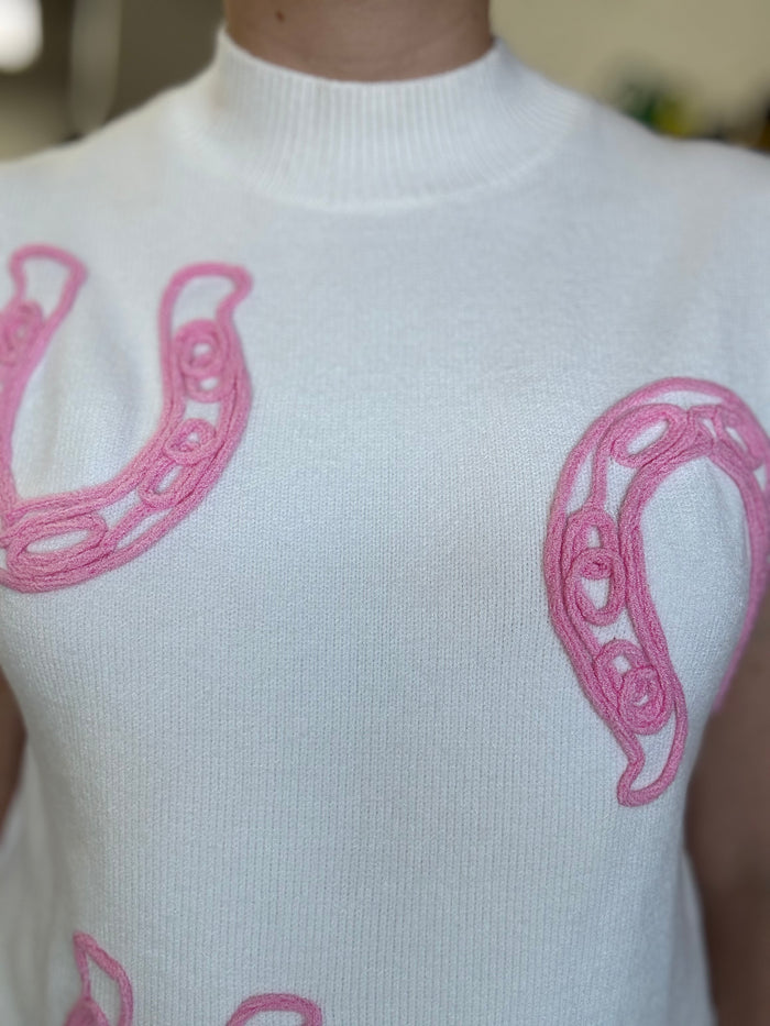 Lottie Knit Vest - White/Pink