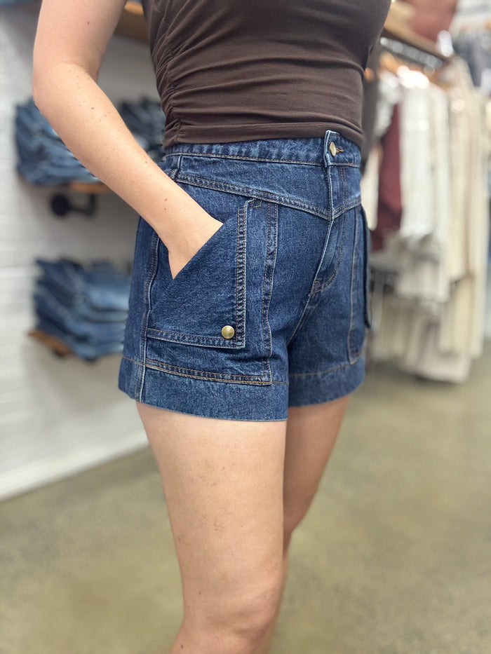 Polly Shorts - Dark Denim High Waisted