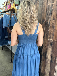 Eden Ruched Maxi Dress - Dark Denim