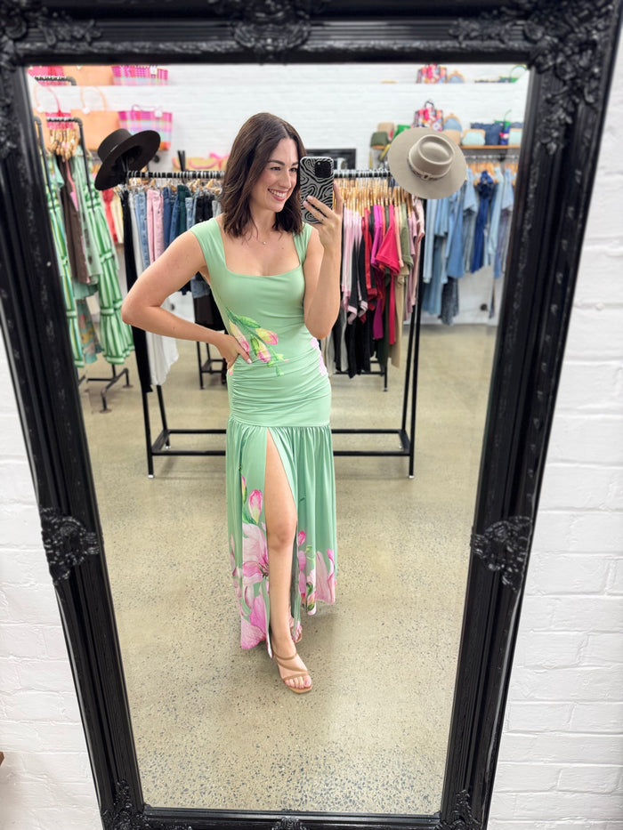 Celine Maxi Dress - Floral Green