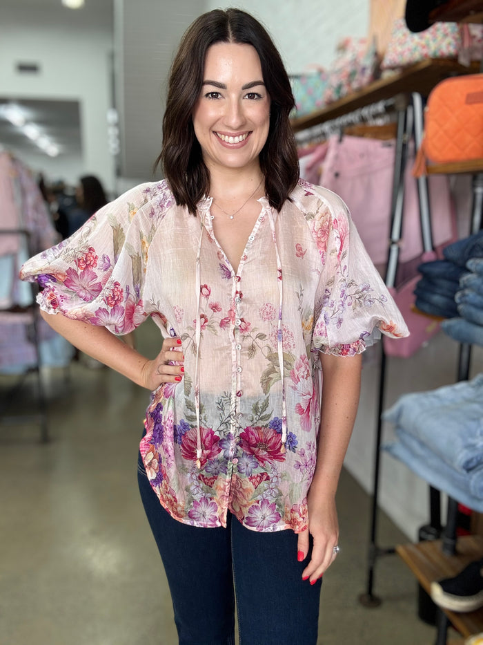Sloane Top - Pink Floral