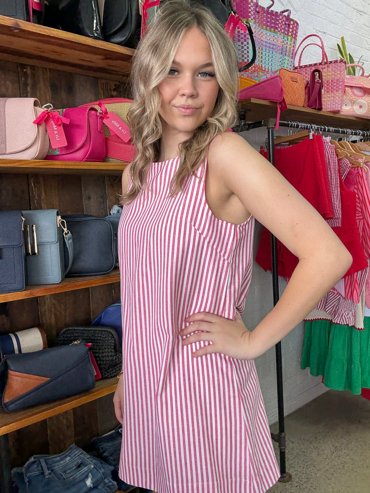 Franca Dress - Pink & White Stripe